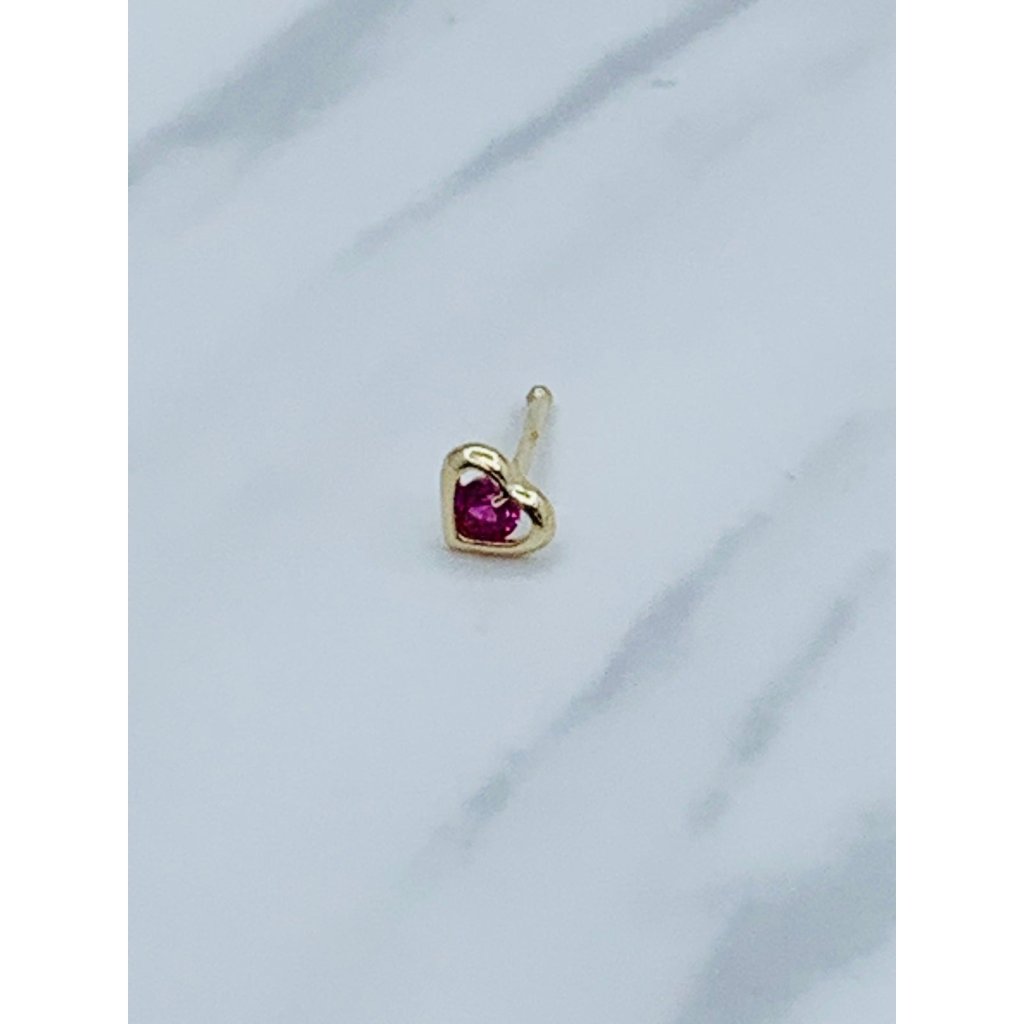 14k Gold Nose Ring Heart Stud Nose
